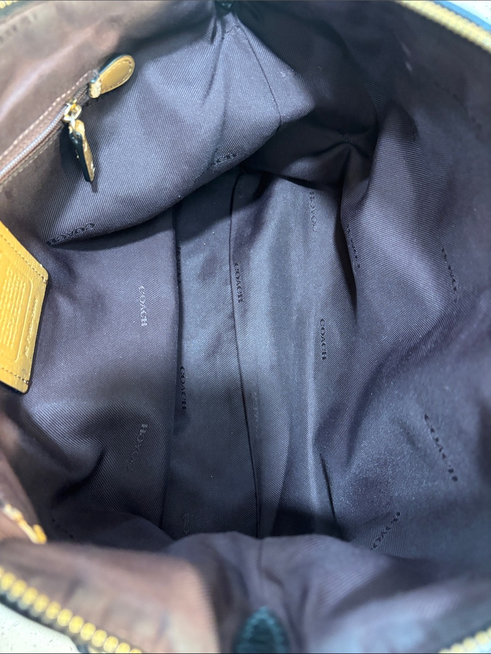 Coach Black Tote with Gold Woven Front Panel - Picture 6 of 7